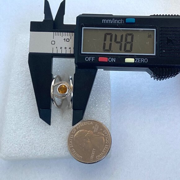 Sterling Silver 925 Round Faceted Citrine Gemstone Horseshoe Ring Sz 6.5 - Picture 15 of 16